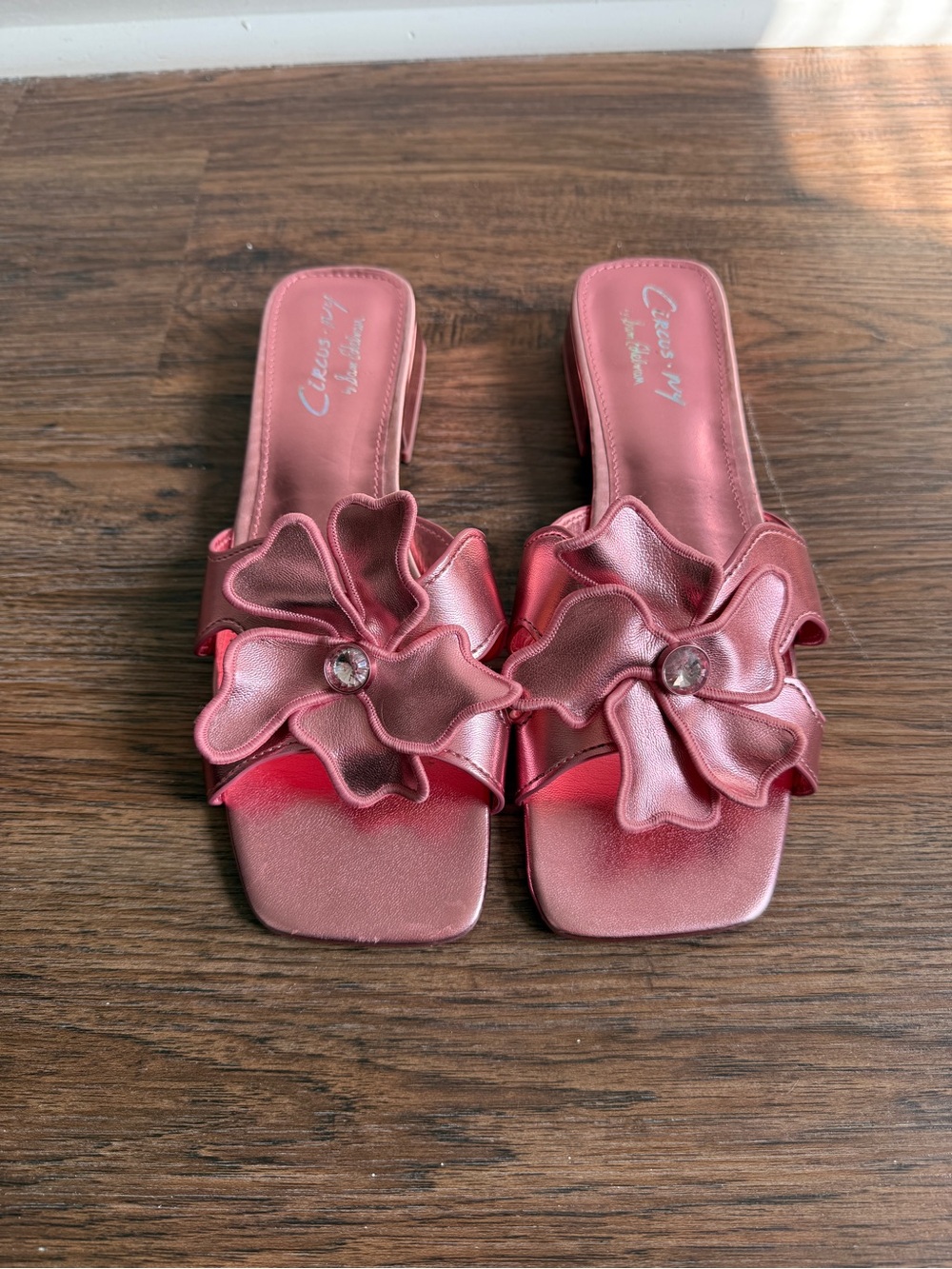CIRCUS NY Pink Bow Jolie Mules Sam Edelman Flower Shoes Size 10M Women’s